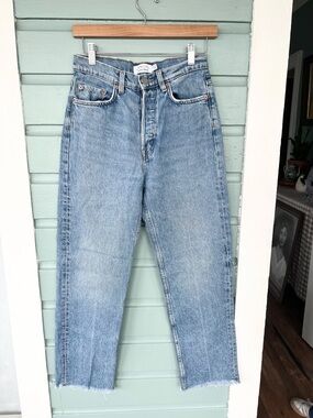 & other stories straight leg rigid 100% cotton jeans button fly distressed 27
